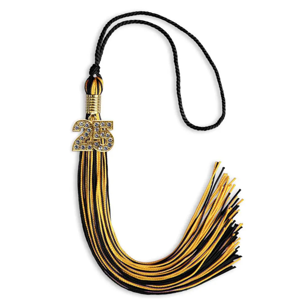 Black/Gold Mixed Color Graduation Tassel with Gold Bling Charm by Endea Graduation