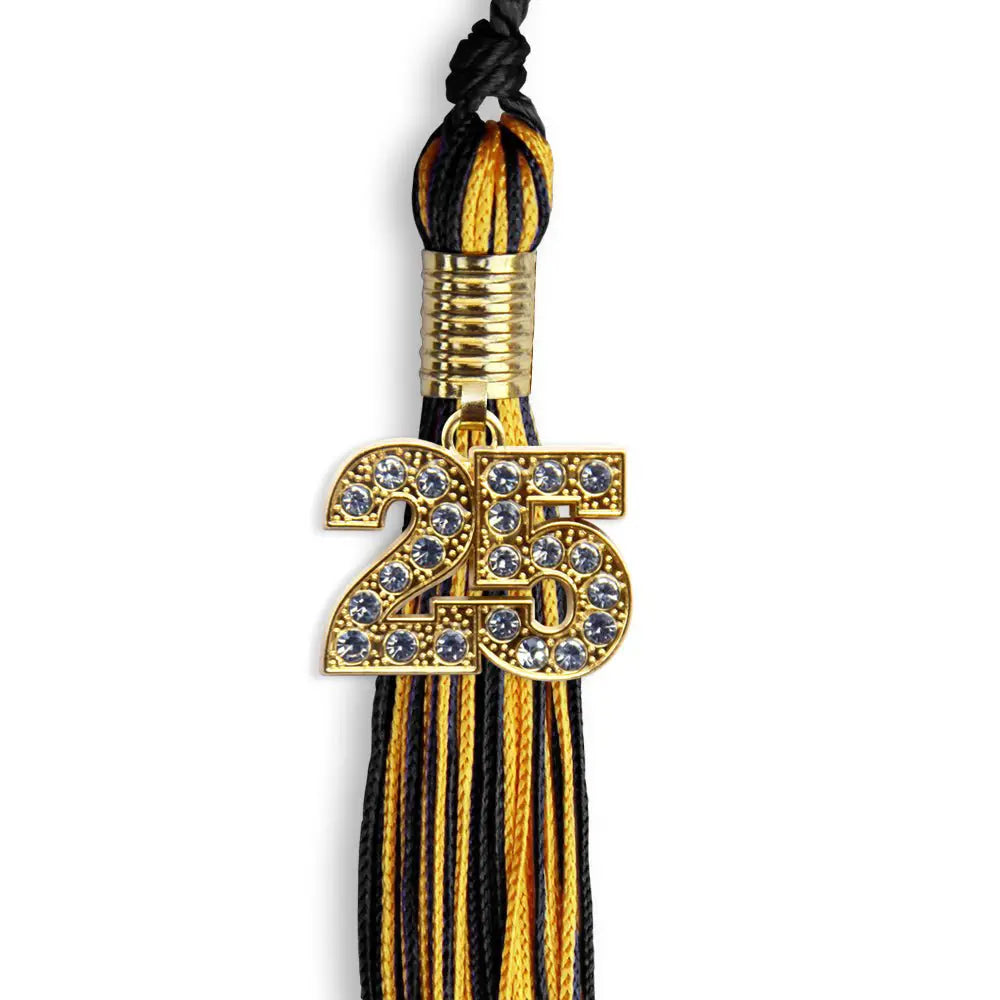 Black/Gold Mixed Color Graduation Tassel with Gold Bling Charm by Endea Graduation