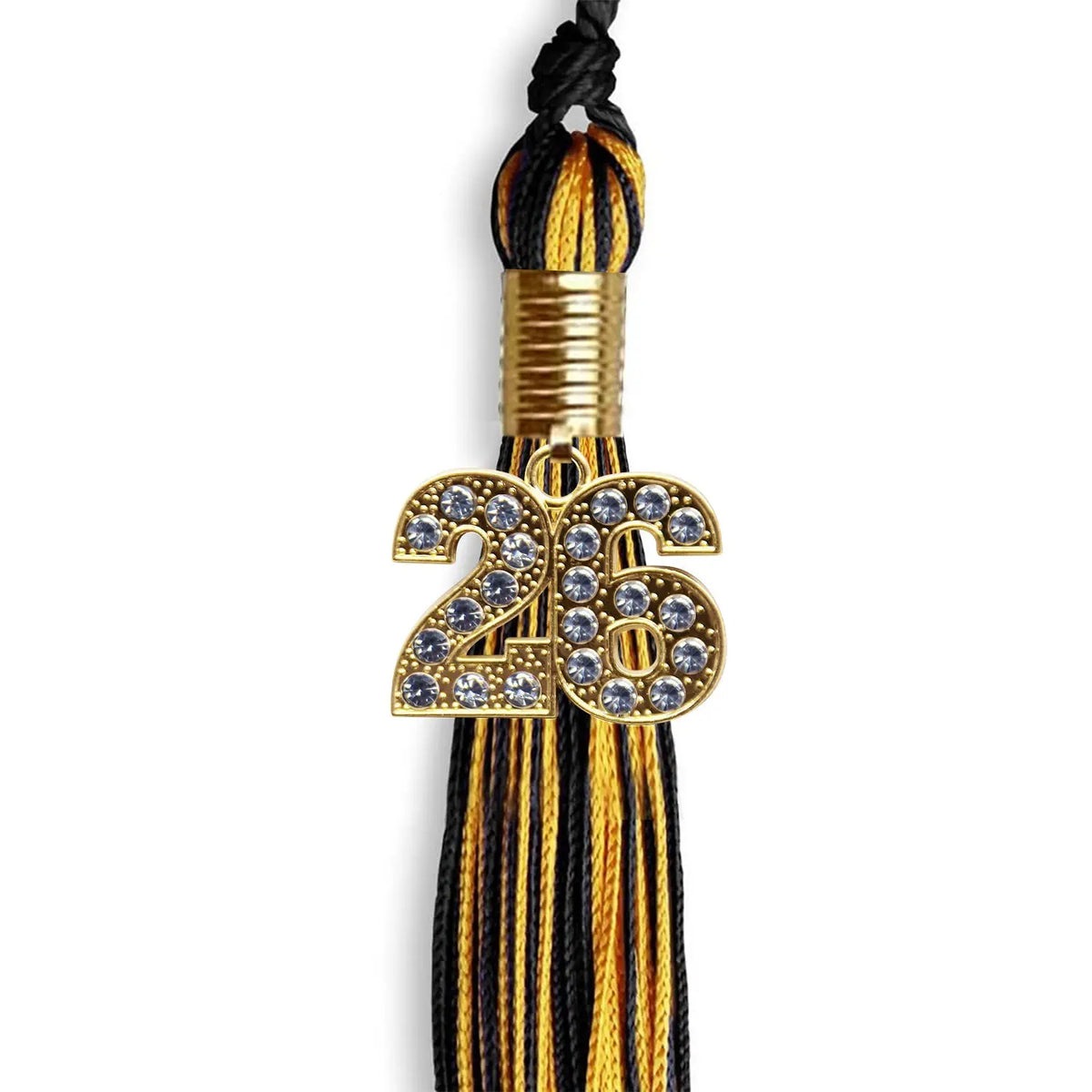 Black/Gold Mixed Color Graduation Tassel with Gold Bling Charm by Endea Graduation