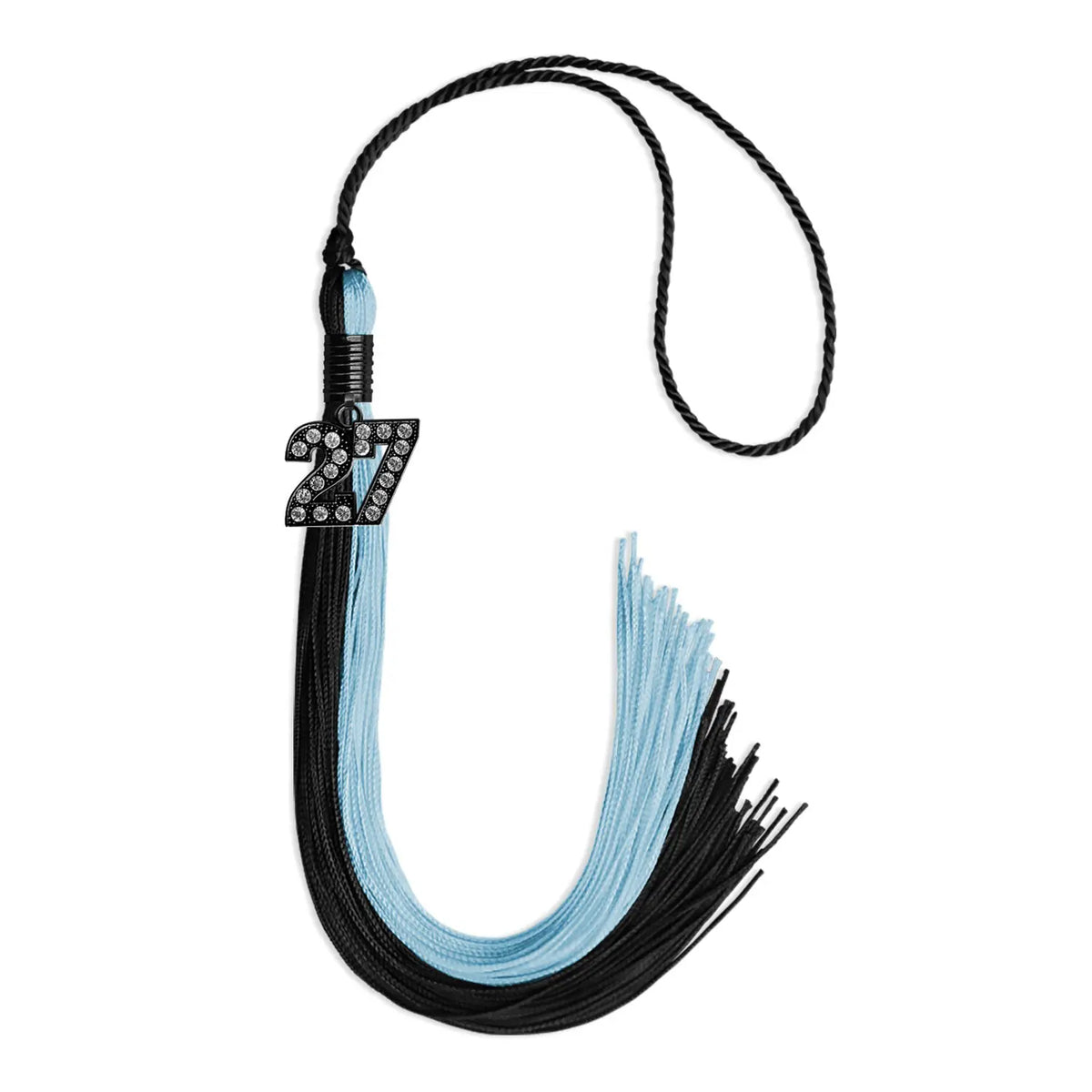 Black/Light Blue Graduation Tassel with Black Bling Charm by Endea Graduation
