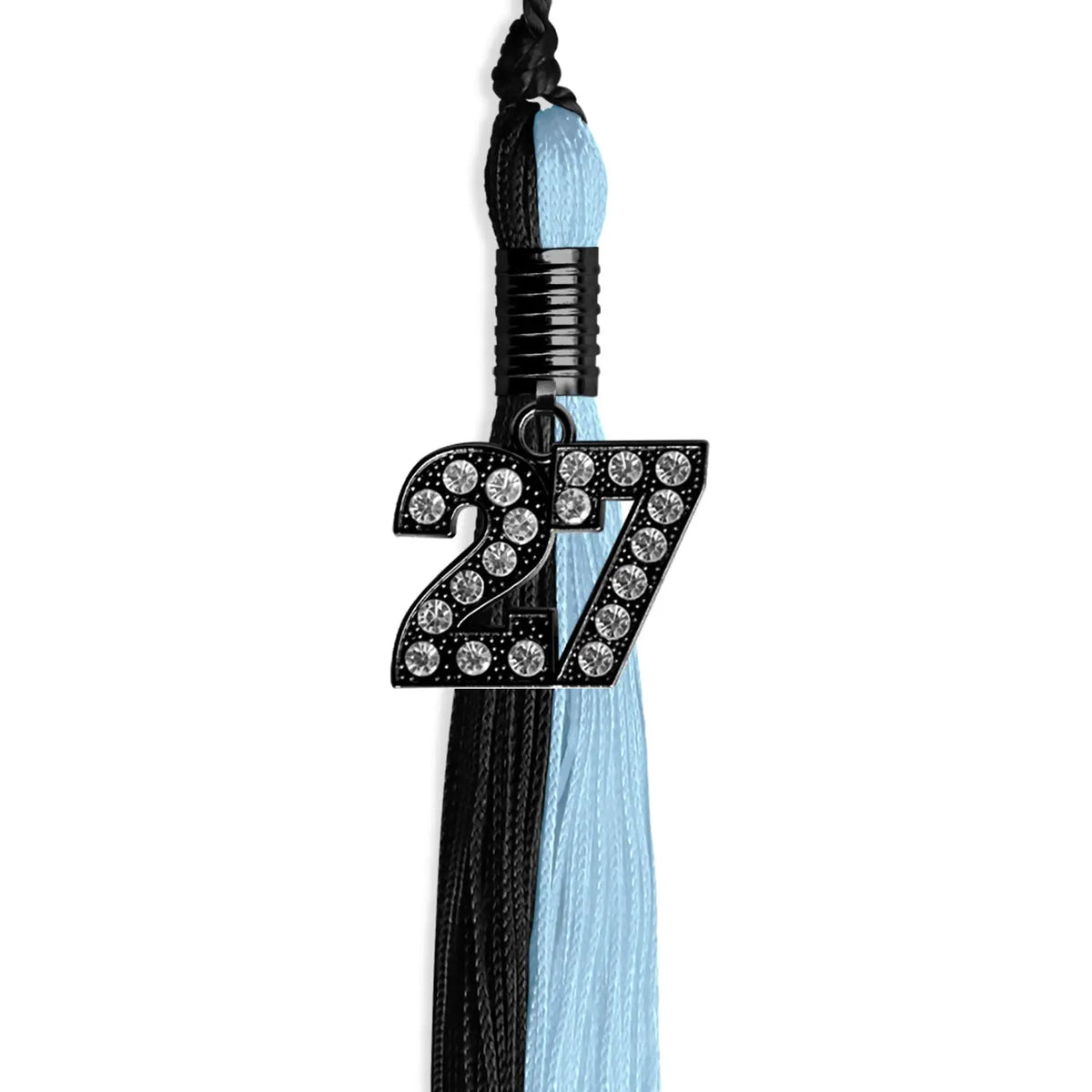 Black/Light Blue Graduation Tassel with Black Bling Charm by Endea Graduation