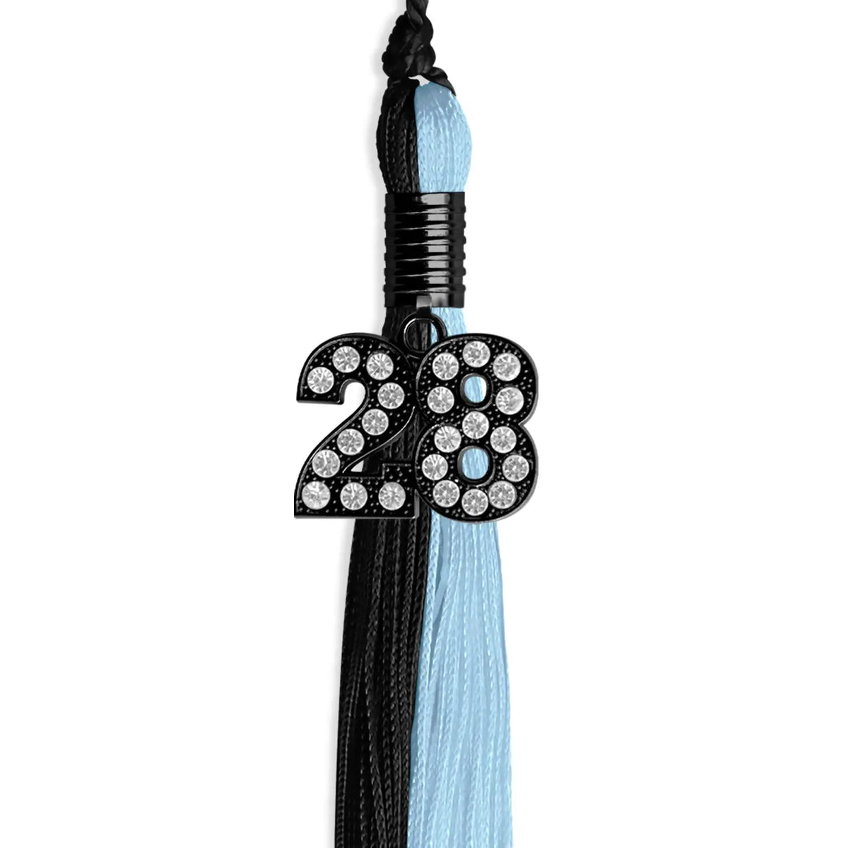 Black/Light Blue Graduation Tassel with Black Bling Charm by Endea Graduation