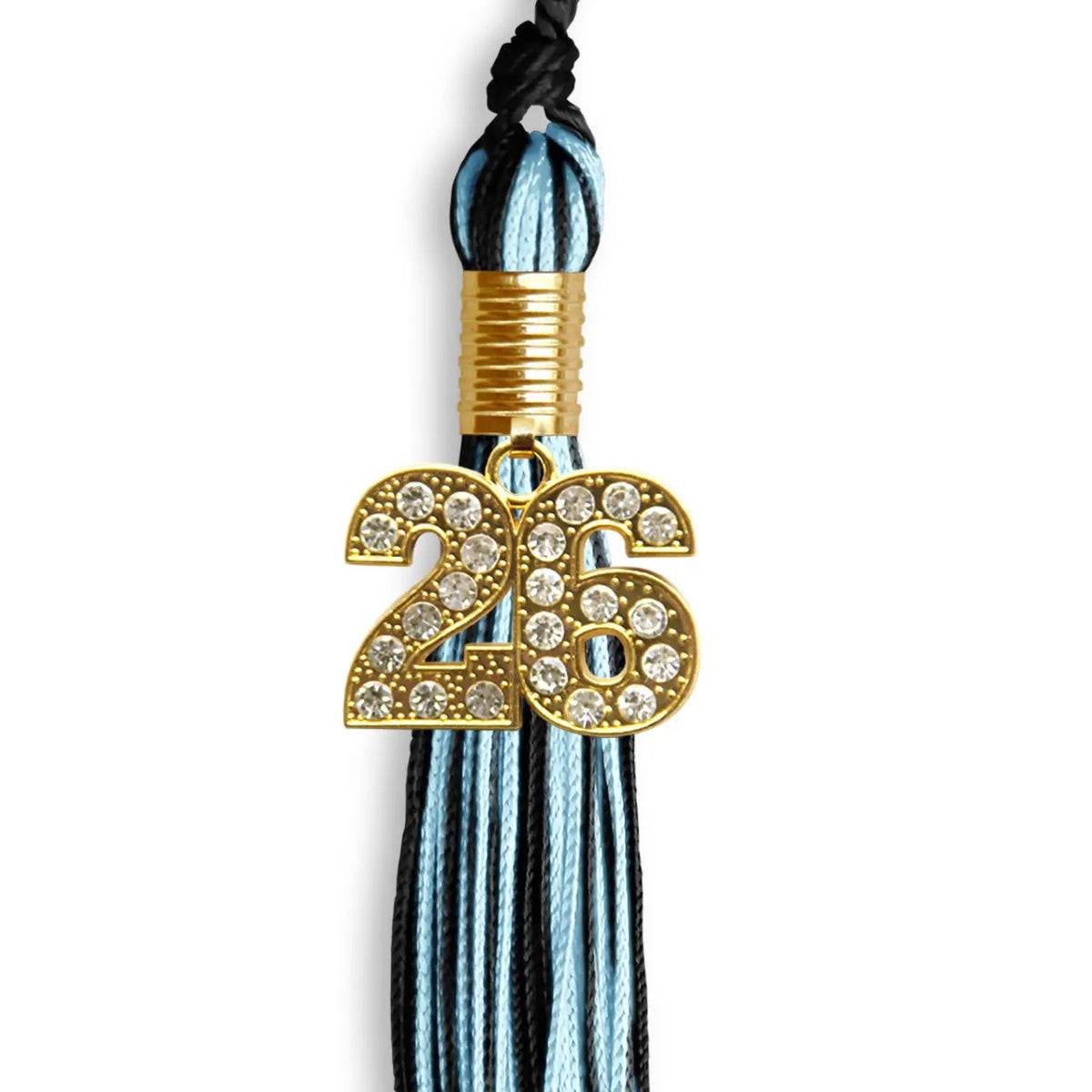 Black/Light Blue Mixed Color Graduation Tassel with Gold Bling Charm by Endea Graduation