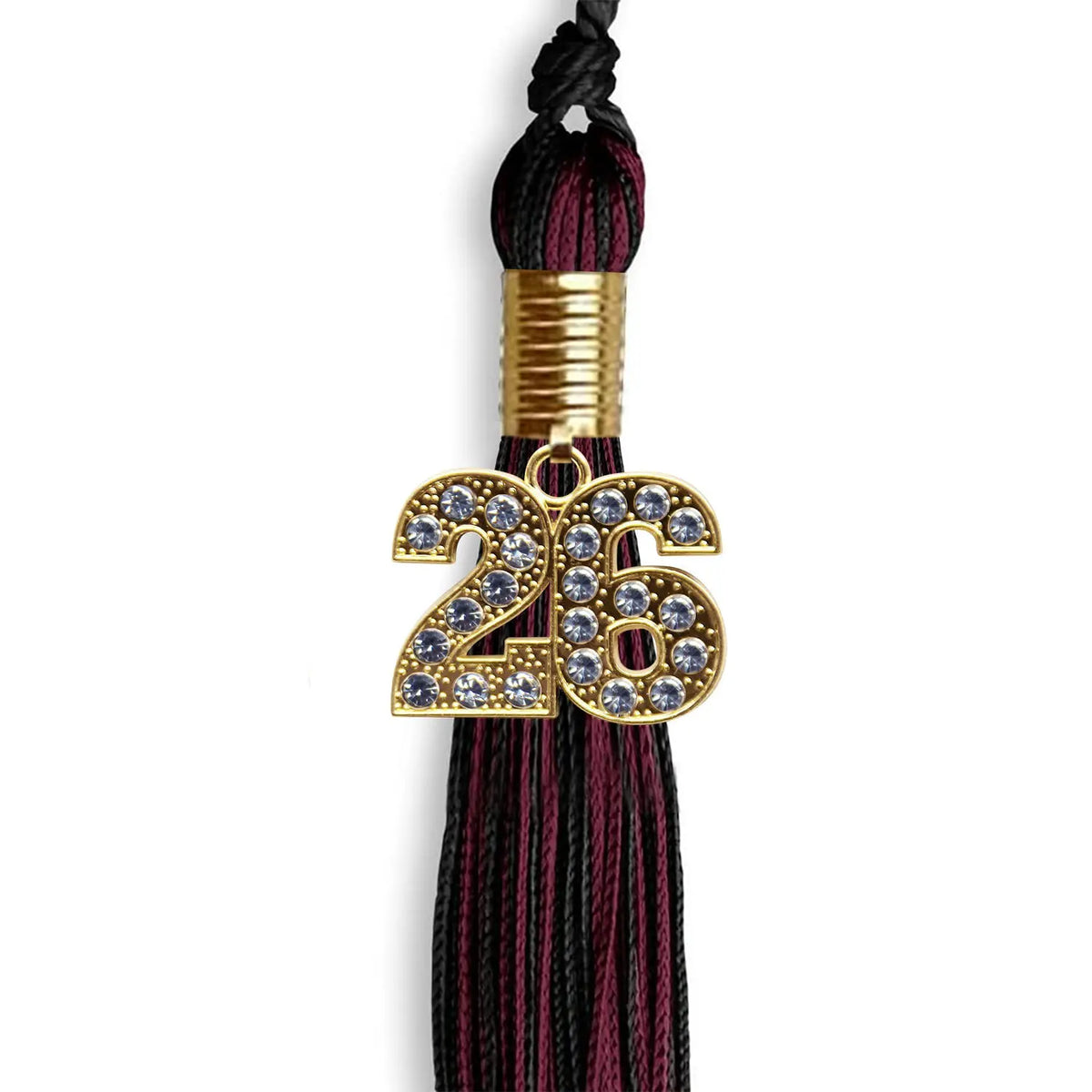 Black/Maroon Mixed Color Graduation Tassel with Gold Bling Charm by Endea Graduation
