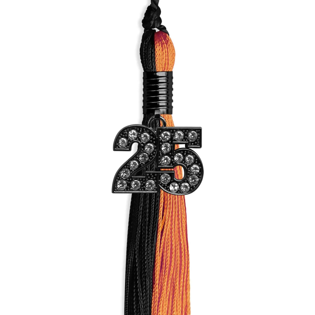 Black/Orange Graduation Tassel with Black Bling Charm by Endea Graduation