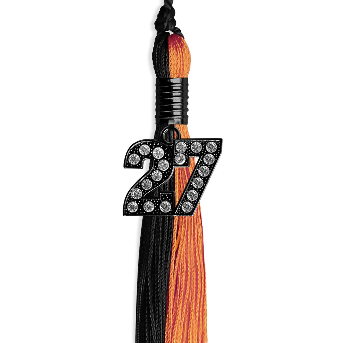 Black/Orange Graduation Tassel with Black Bling Charm by Endea Graduation
