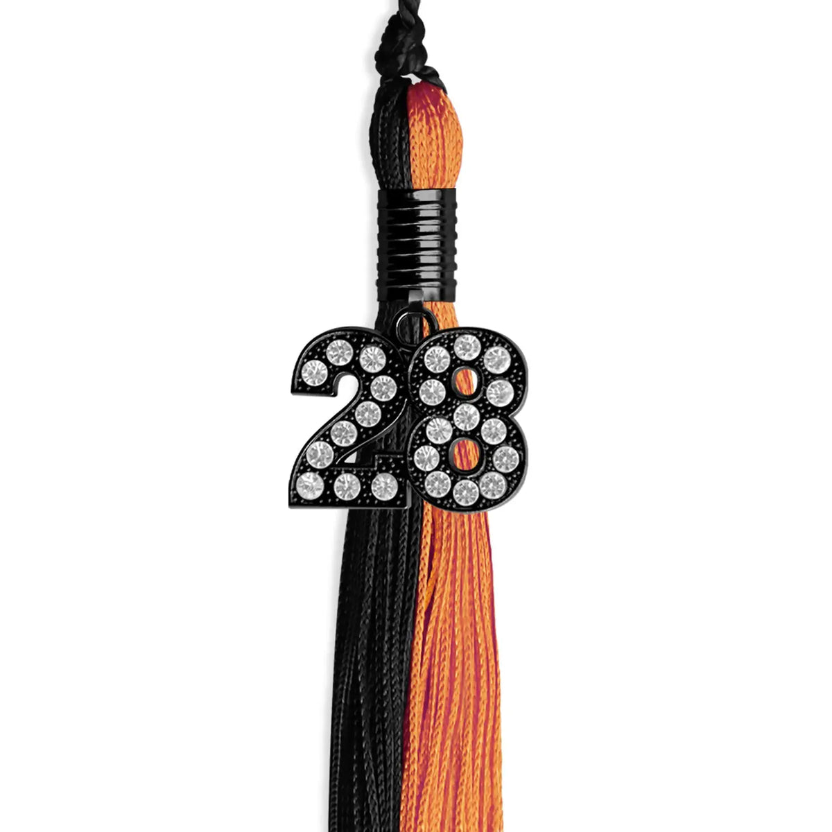 Black/Orange Graduation Tassel with Black Bling Charm by Endea Graduation