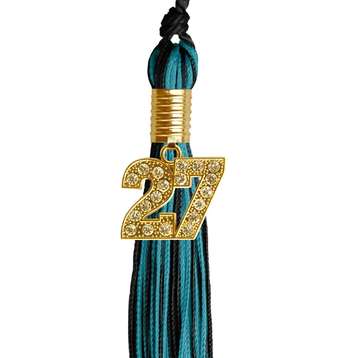 Black/Peacock Mixed Color Graduation Tassel with Gold Bling Charm by Endea Graduation