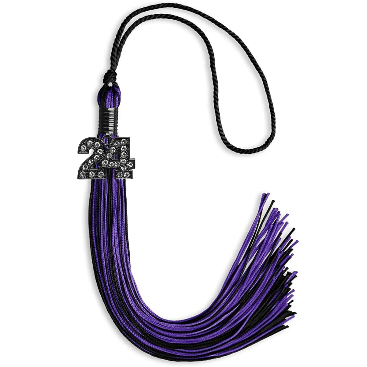 Black/Purple Mixed Color Graduation Tassel with Black Bling Charm by Endea Graduation