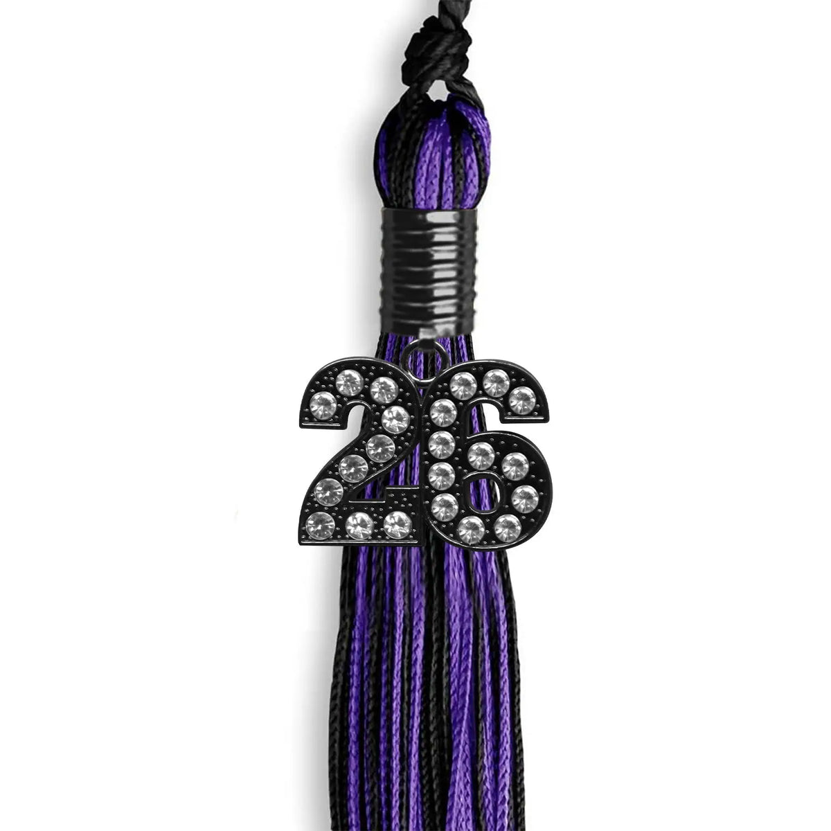 Black/Purple Mixed Color Graduation Tassel with Black Bling Charm by Endea Graduation