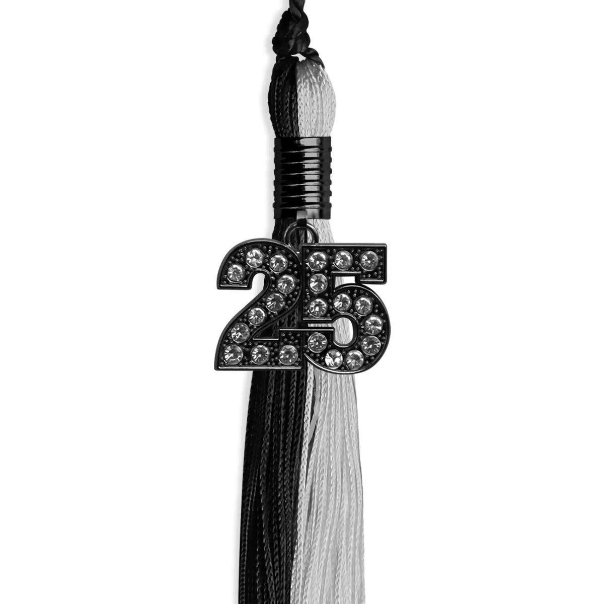 Black/Silver Graduation Tassel with Black Bling Charm by Endea Graduation