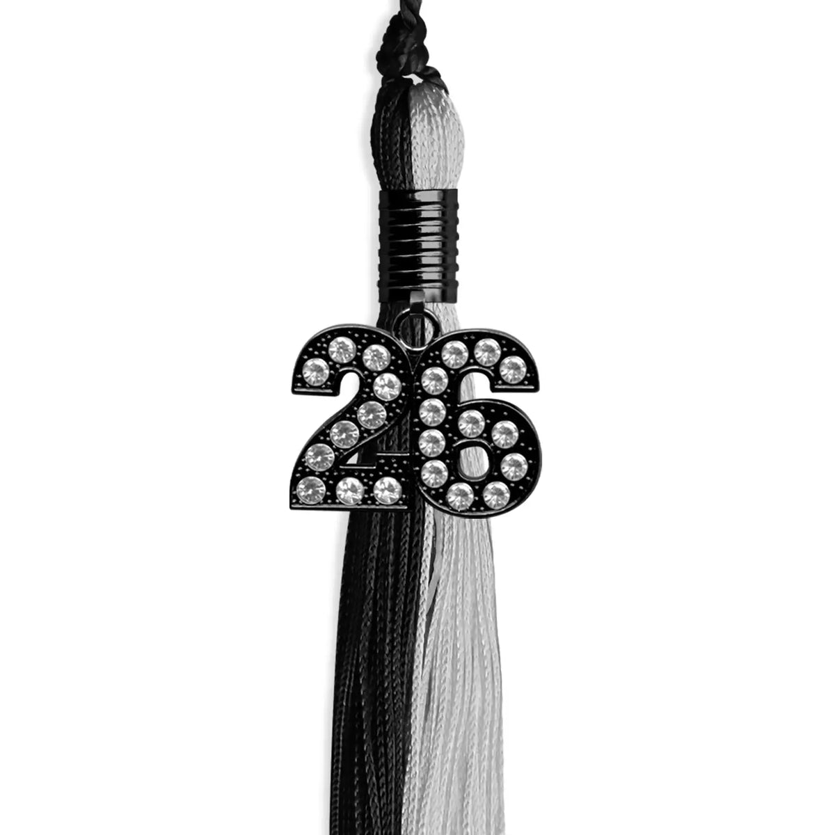 Black/Silver Graduation Tassel with Black Bling Charm by Endea Graduation