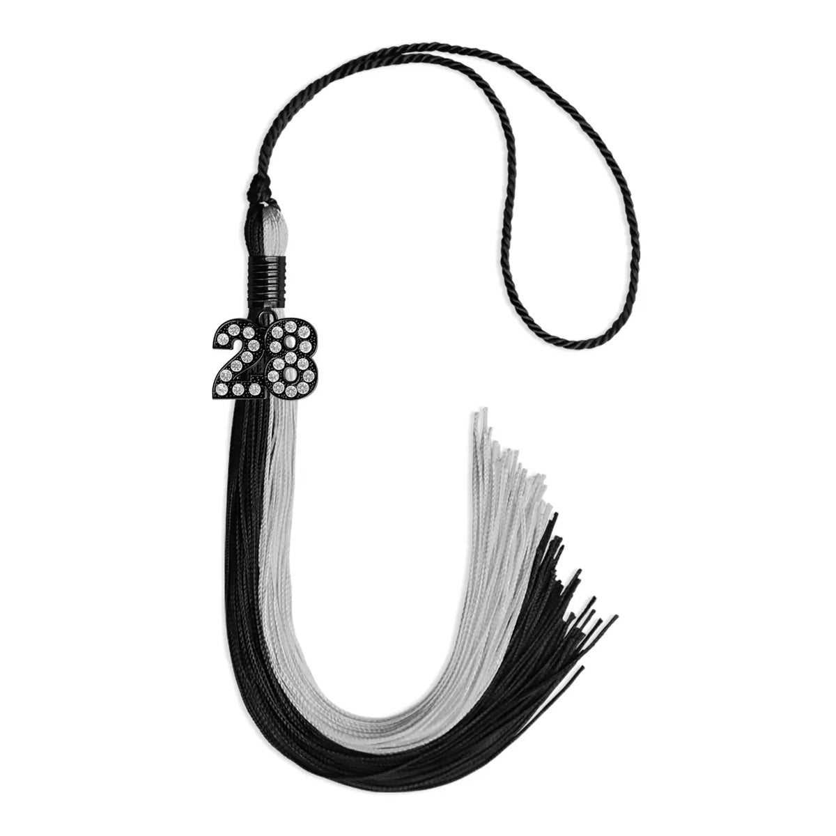 Black/Silver Graduation Tassel with Black Bling Charm by Endea Graduation