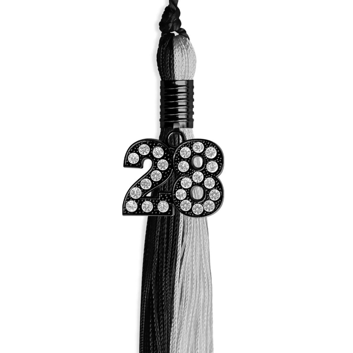 Black/Silver Graduation Tassel with Black Bling Charm by Endea Graduation