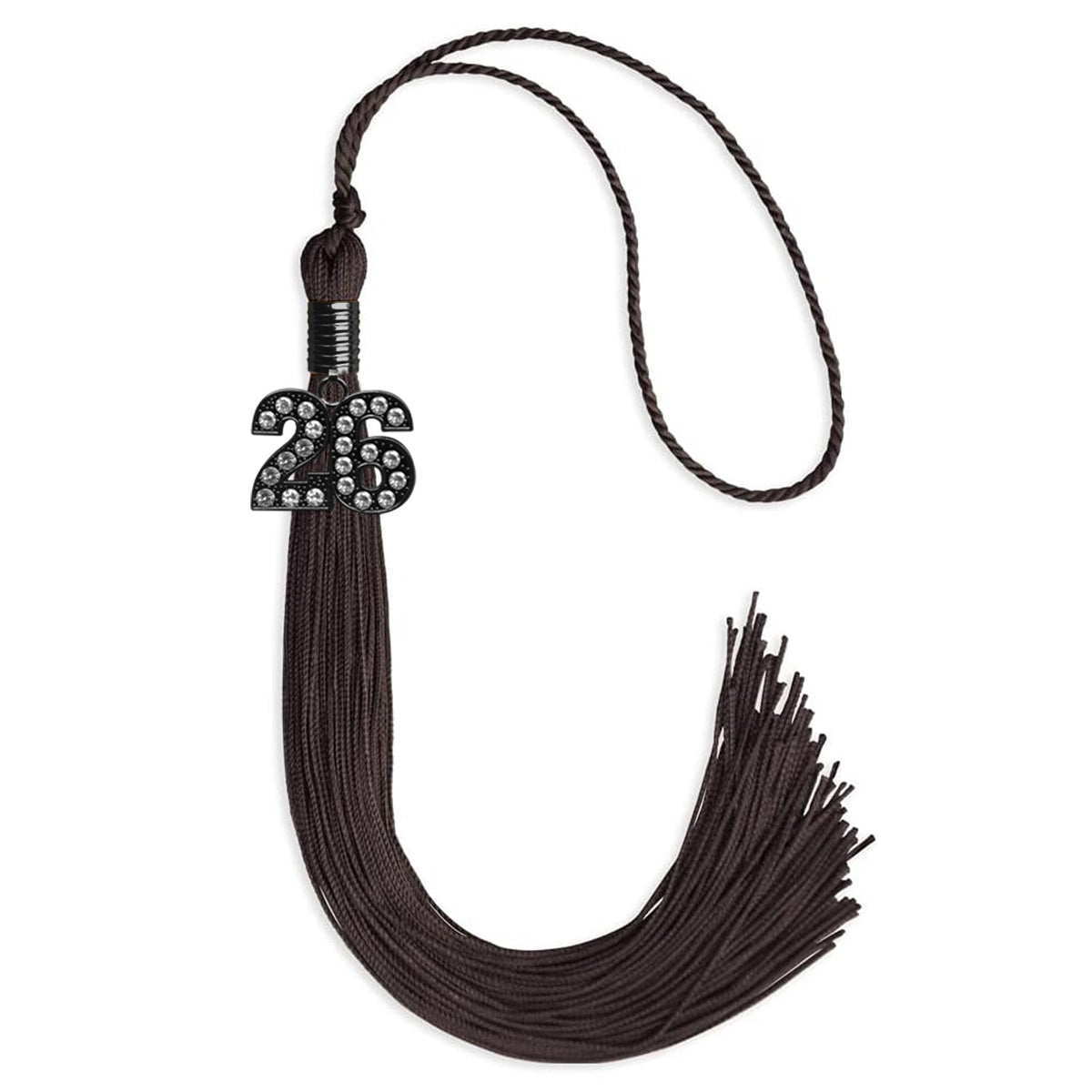 Brown Graduation Tassel with Black Bling Charm by Endea Graduation