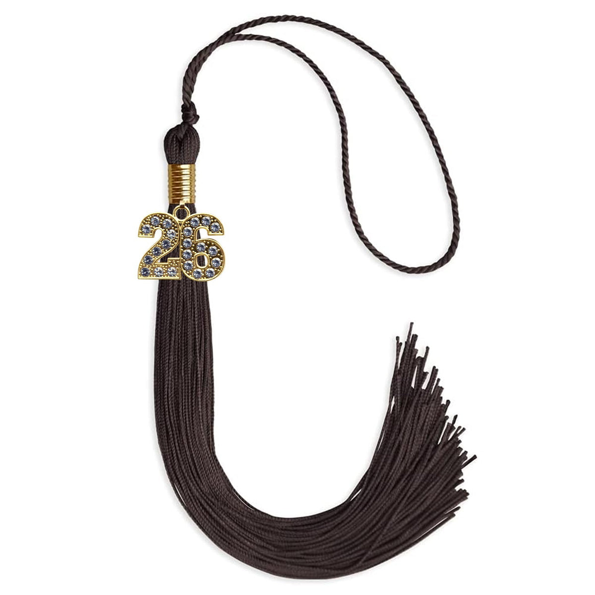 Brown Graduation Tassel with Gold Bling Charm by Endea Graduation