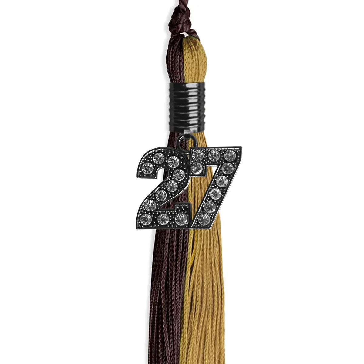 Brown/Antique Gold Graduation Tassel with Black Bling Charm by Endea Graduation