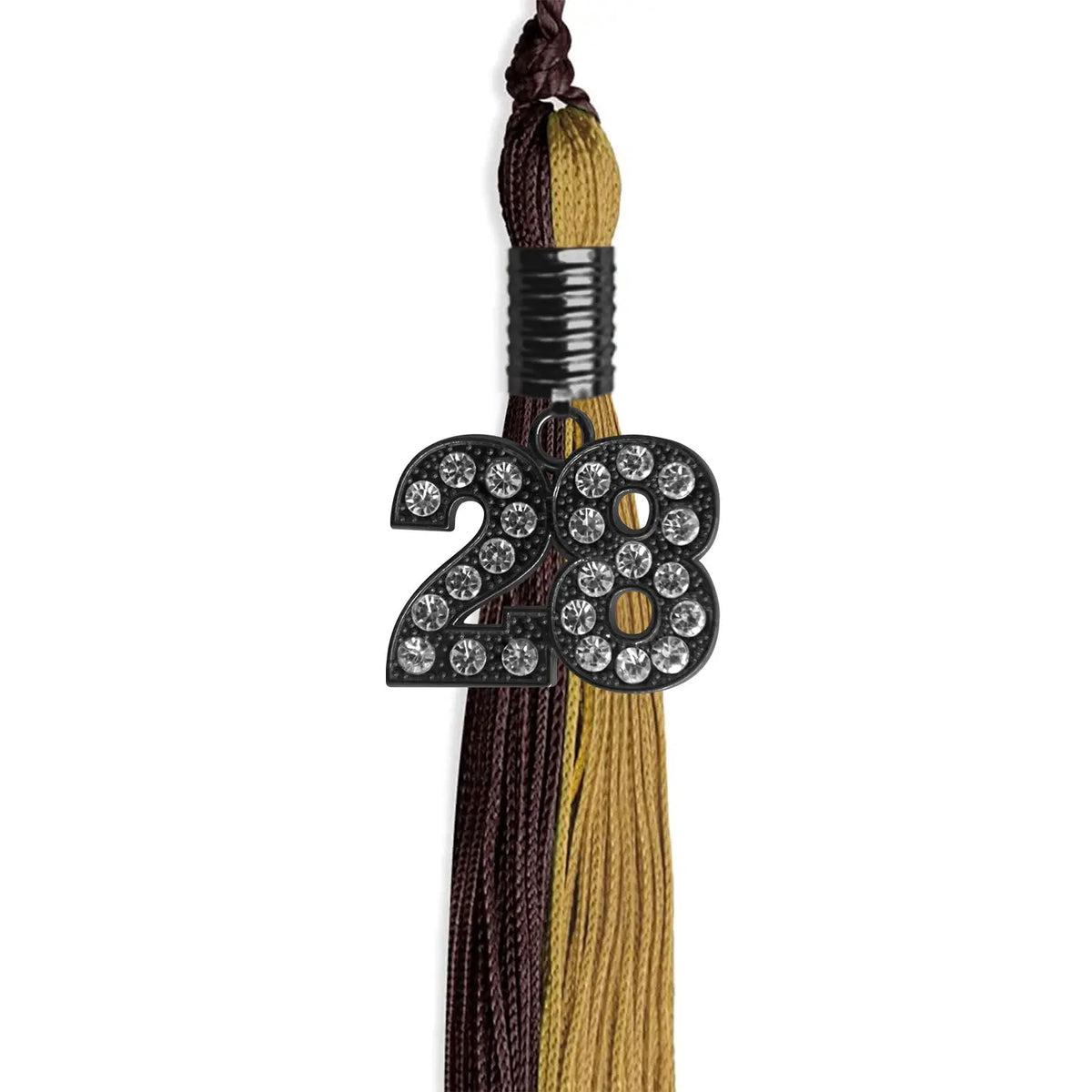 Brown/Antique Gold Graduation Tassel with Black Bling Charm by Endea Graduation
