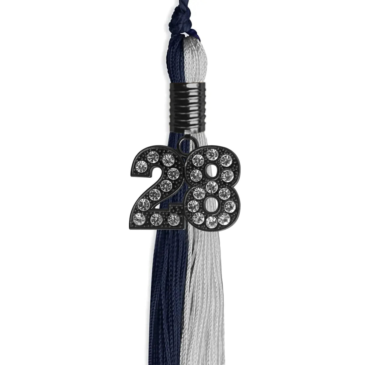 Dark Navy Blue/Grey Graduation Tassel with Black Bling Charm by Endea Graduation