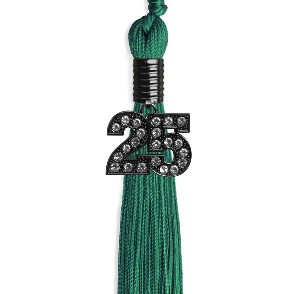 Emerald Green Graduation Tassel with Black Bling Charm by Endea Graduation