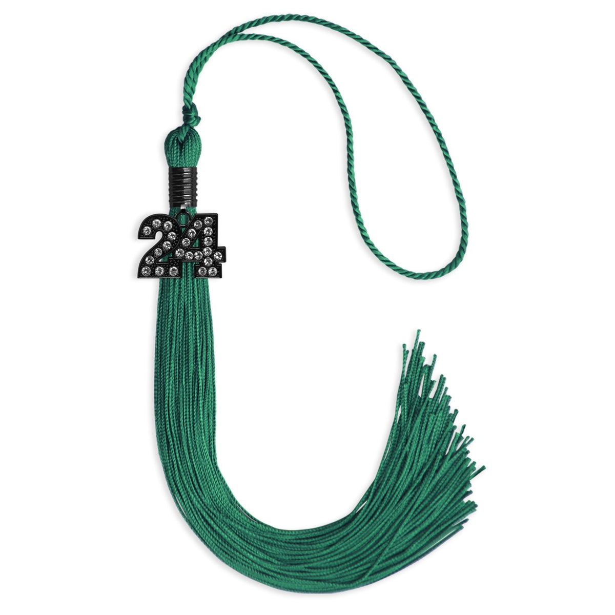 Emerald Green Graduation Tassel with Black Bling Charm by Endea Graduation