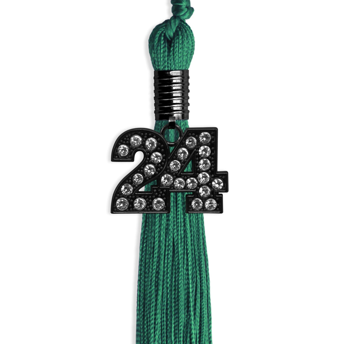 Emerald Green Graduation Tassel with Black Bling Charm by Endea Graduation