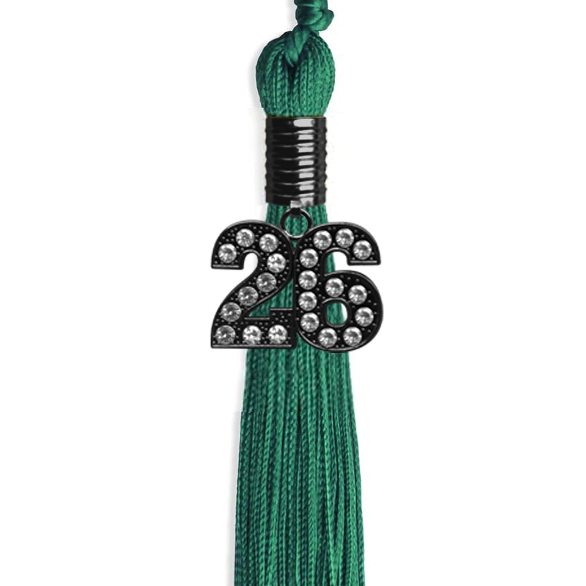 Emerald Green Graduation Tassel with Black Bling Charm by Endea Graduation
