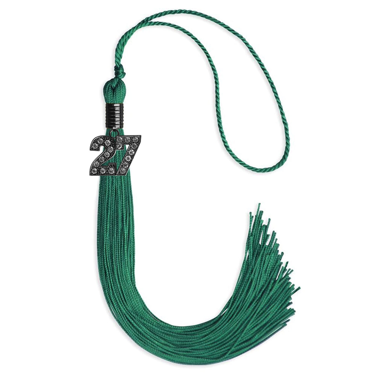 Emerald Green Graduation Tassel with Black Bling Charm by Endea Graduation
