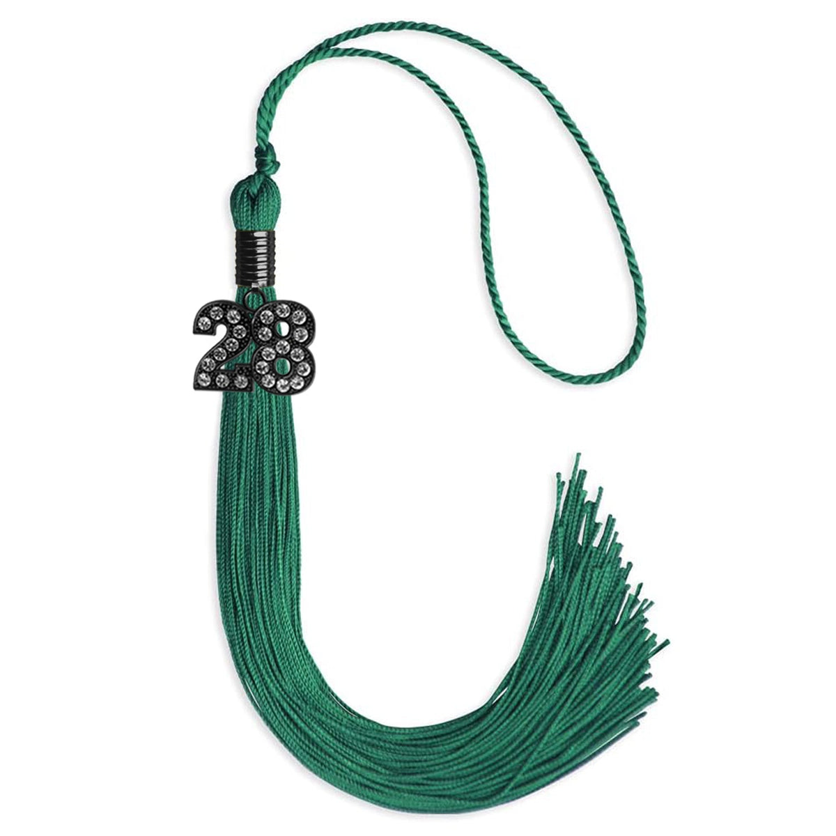 Emerald Green Graduation Tassel with Black Bling Charm by Endea Graduation