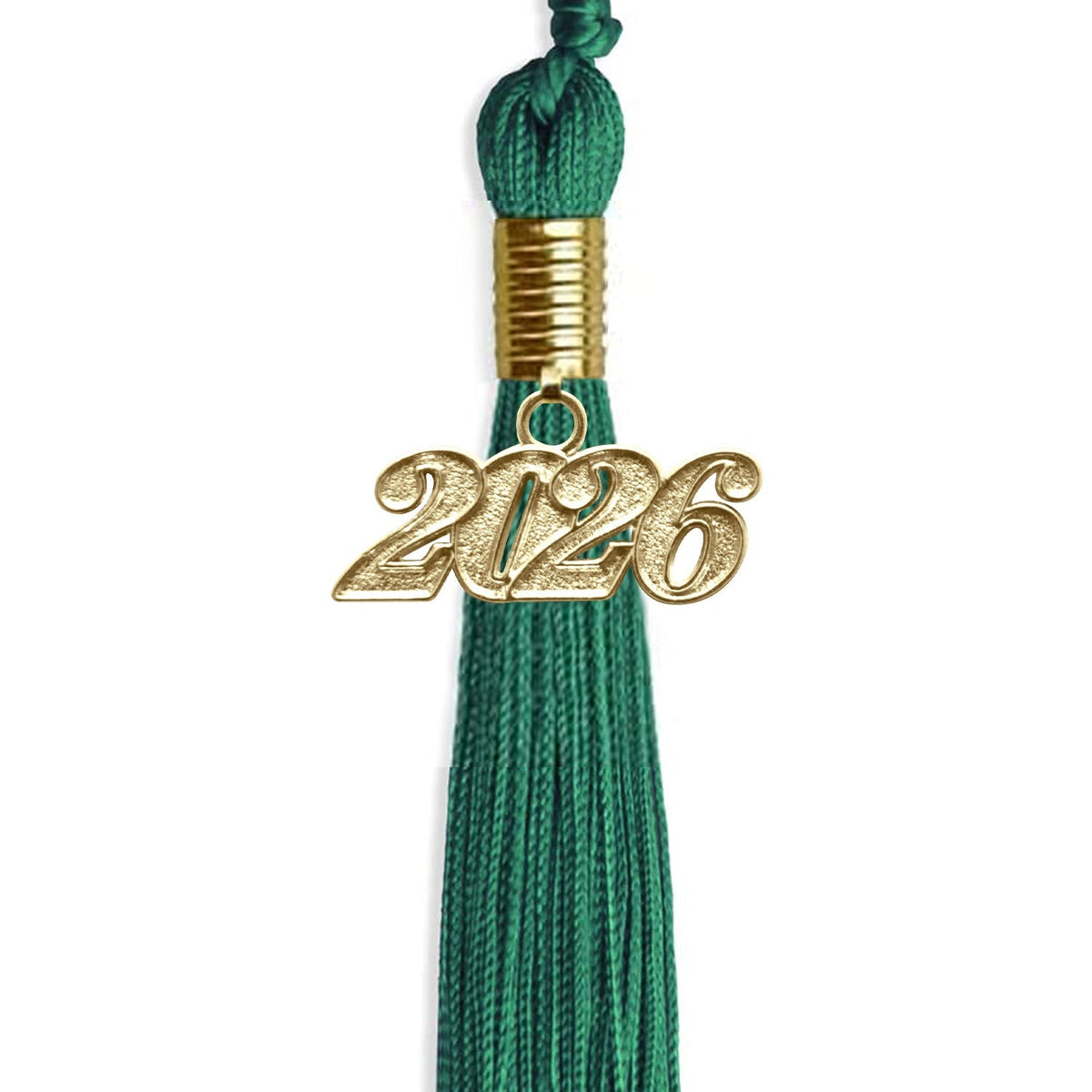 Emerald Green Graduation Tassel with Gold Bling Charm by Wholesale Grad Supply
