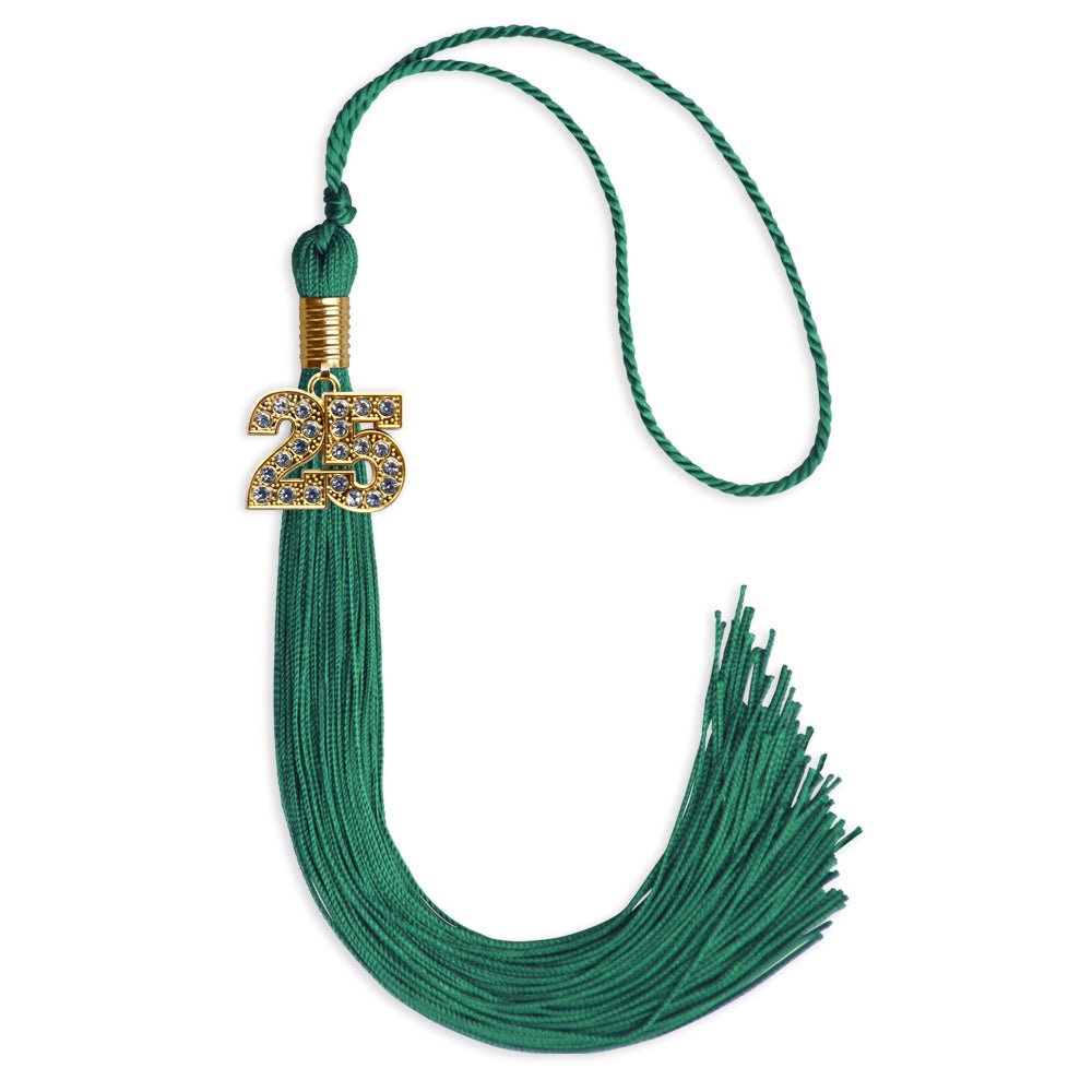 Emerald Green Graduation Tassel with Gold Bling Charm by Endea Graduation