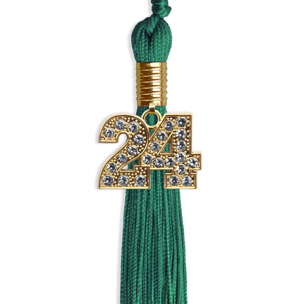 Emerald Green Graduation Tassel with Gold Bling Charm by Endea Graduation