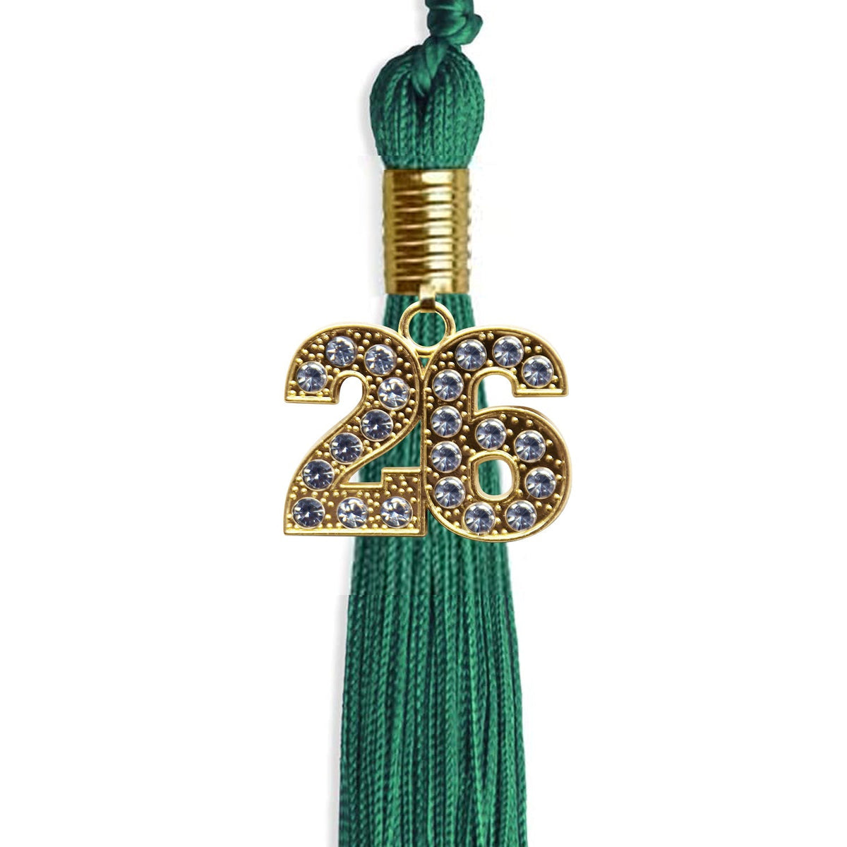 Emerald Green Graduation Tassel with Gold Bling Charm by Endea Graduation