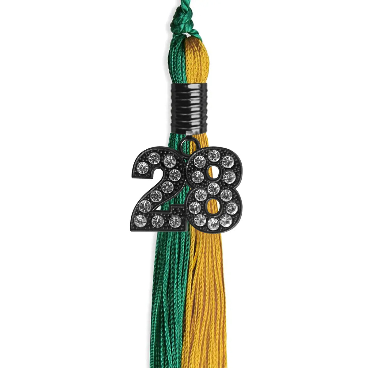 Emerald Green/Bright Gold Graduation Tassel with Black Bling Charm by Endea Graduation