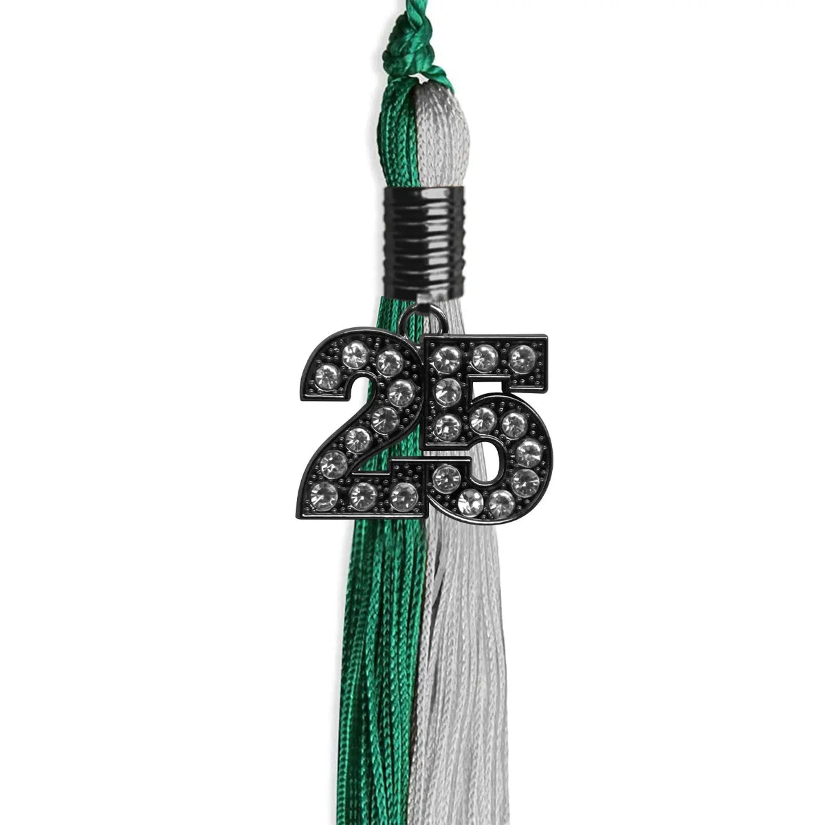 Emerald Green/Grey Graduation Tassel with Black Bling Charm by Endea Graduation