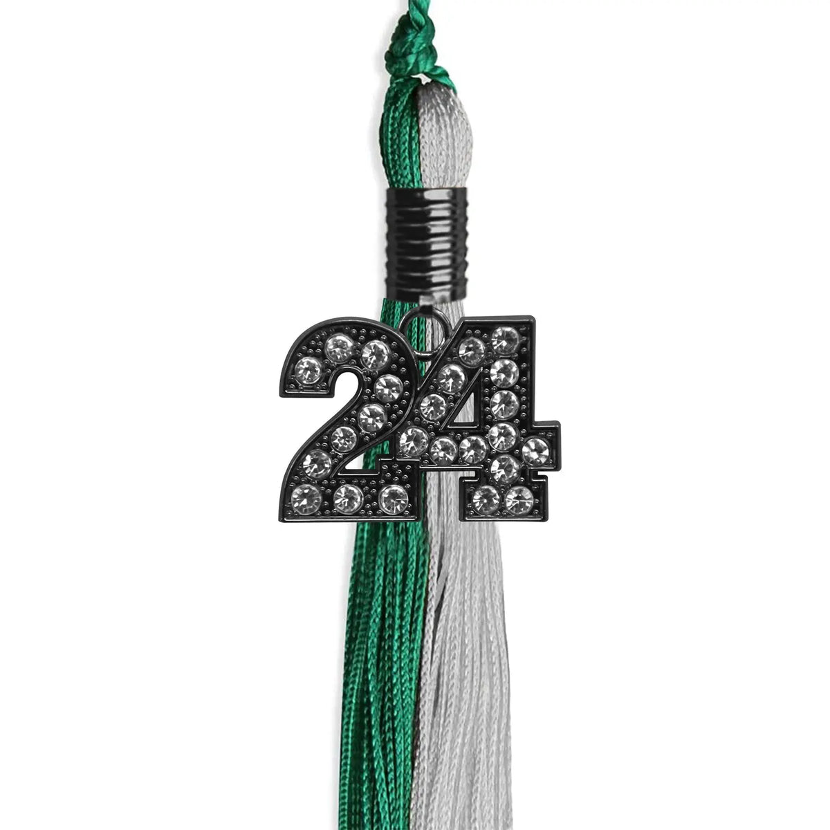 Emerald Green/Grey Graduation Tassel with Black Bling Charm by Endea Graduation