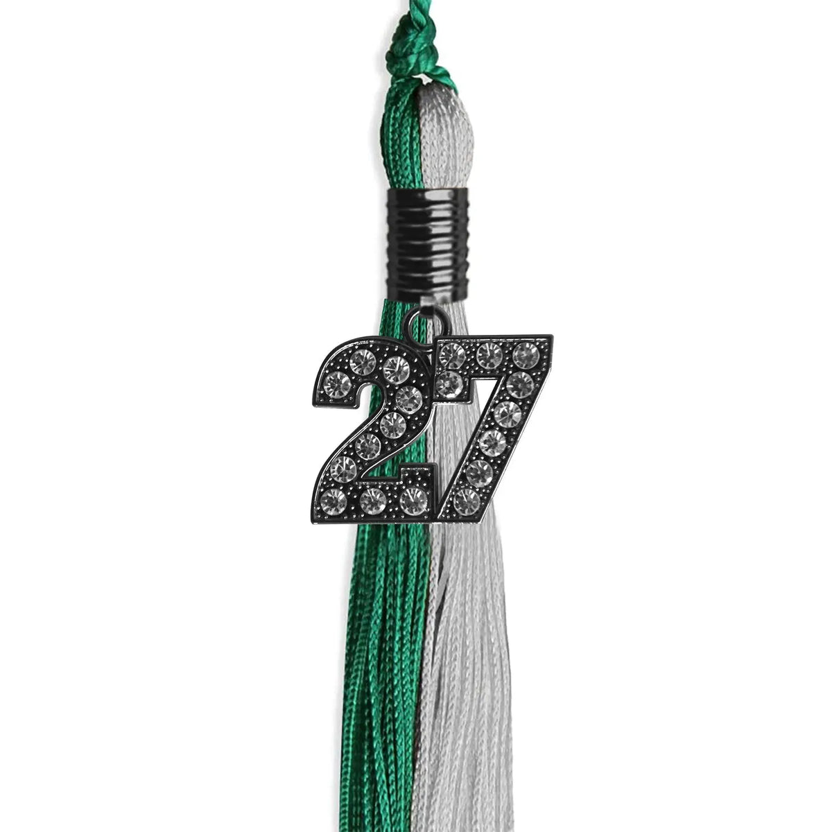 Emerald Green/Grey Graduation Tassel with Black Bling Charm by Endea Graduation