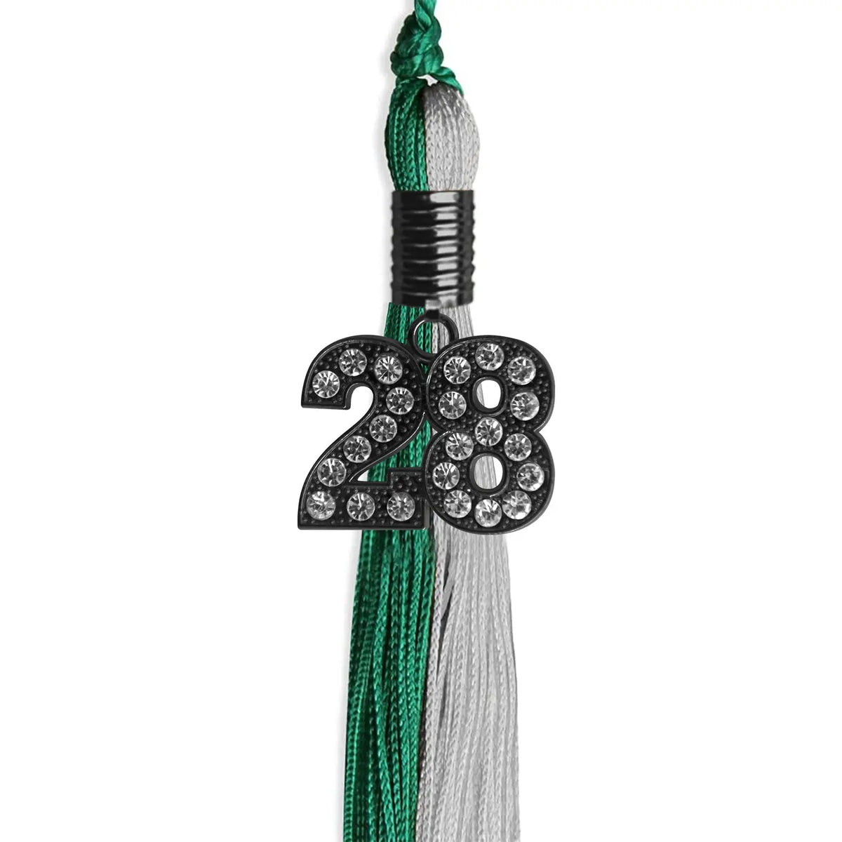 Emerald Green/Grey Graduation Tassel with Black Bling Charm by Endea Graduation