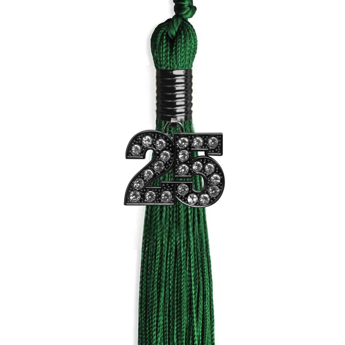 Green Graduation Tassel with Black Bling Charm by Endea Graduation