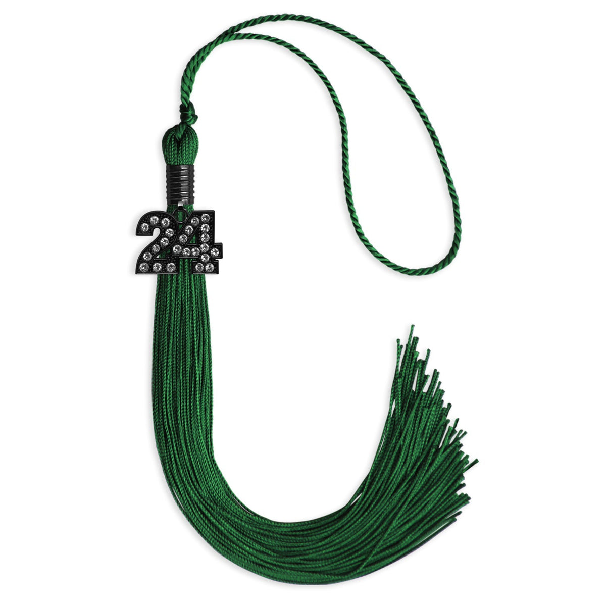 Green Graduation Tassel with Black Bling Charm by Endea Graduation