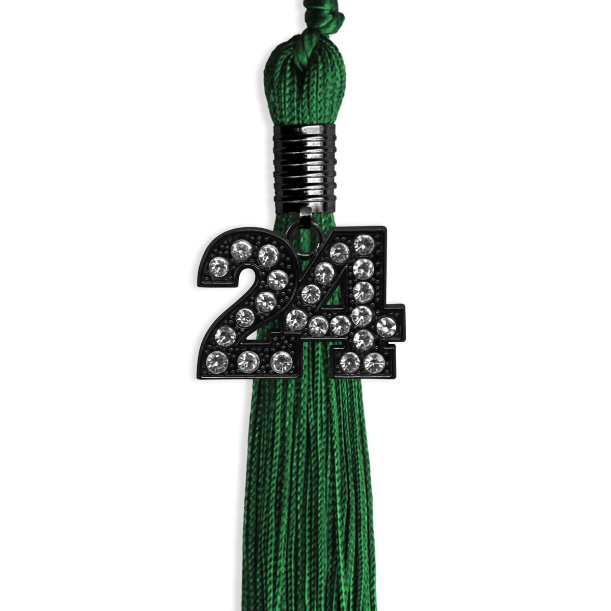 Green Graduation Tassel with Black Bling Charm by Endea Graduation