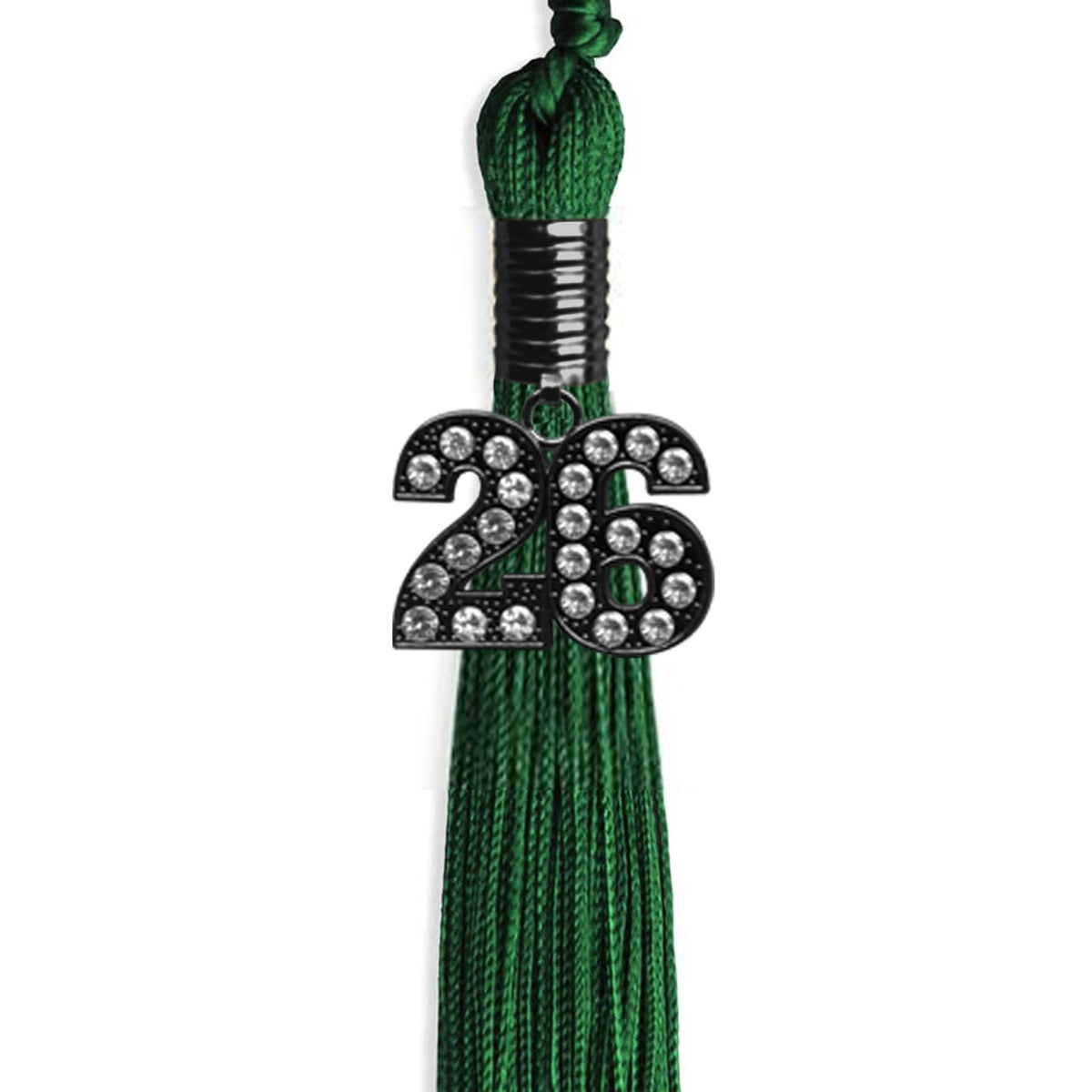 Green Graduation Tassel with Black Bling Charm by Endea Graduation