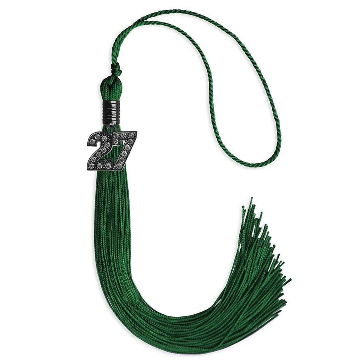 Green Graduation Tassel with Black Bling Charm by Endea Graduation