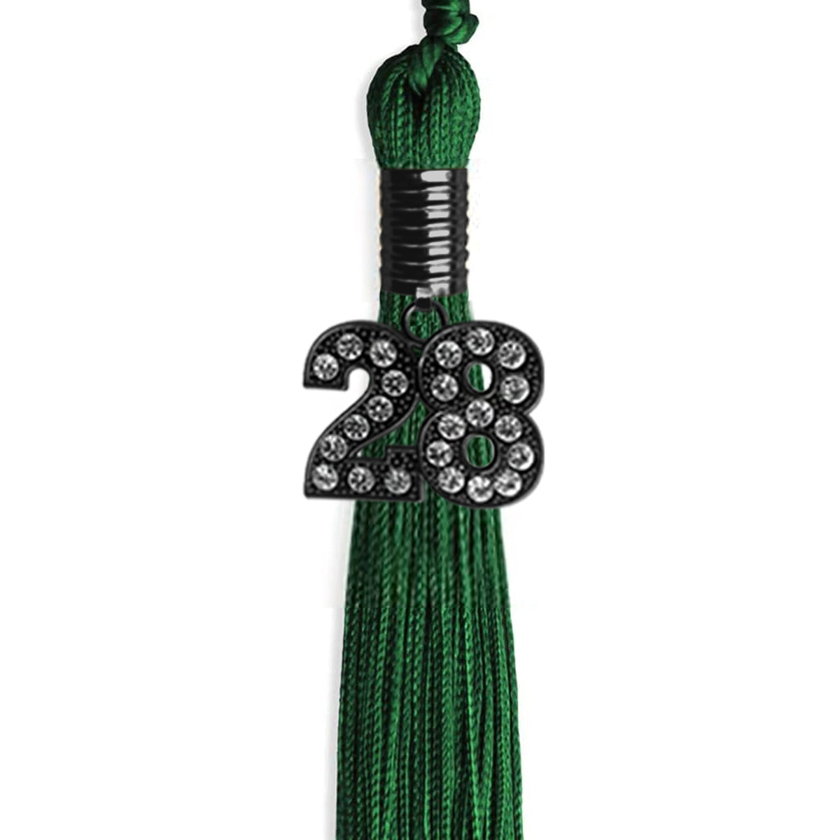 Green Graduation Tassel with Black Bling Charm by Endea Graduation