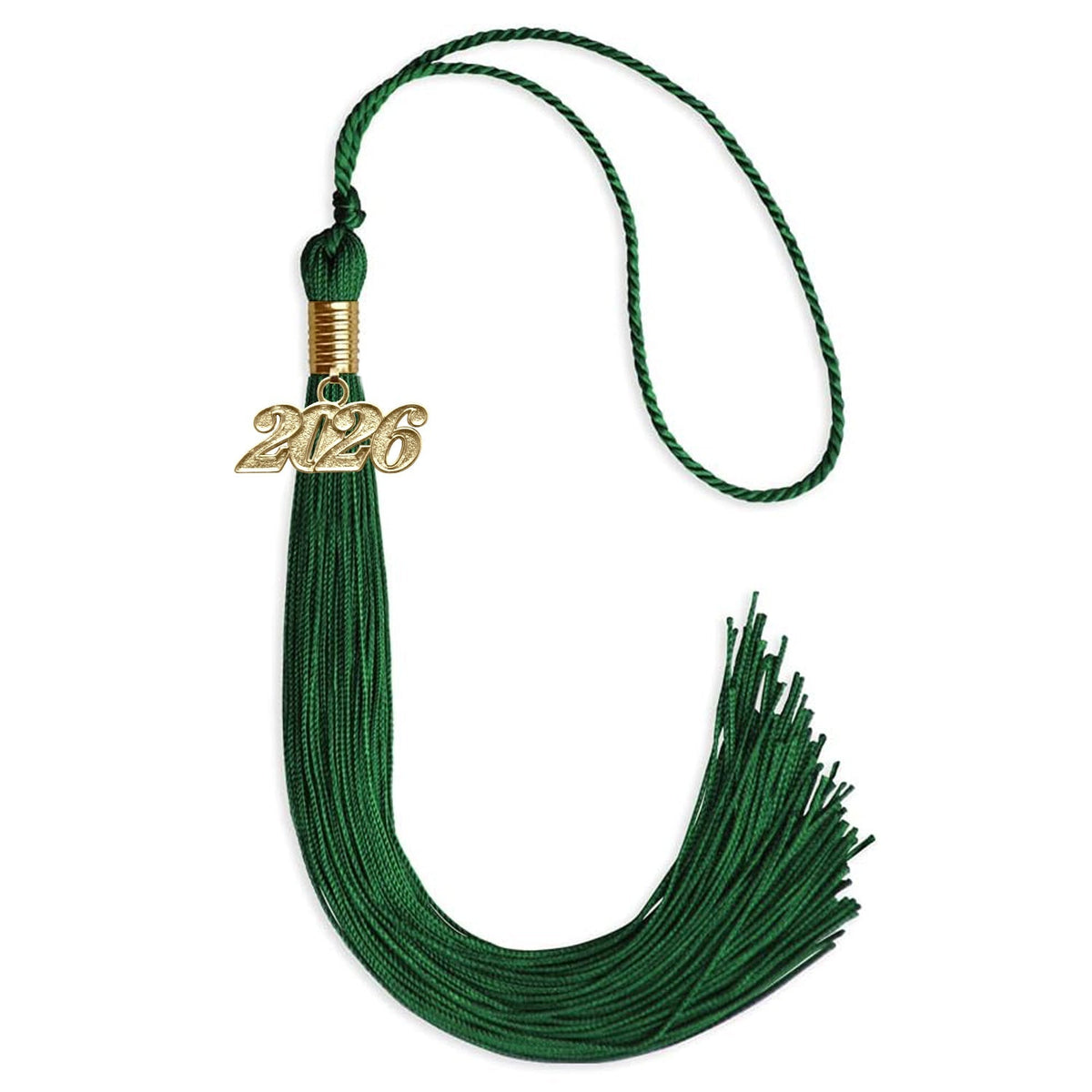Green Graduation Tassel with Gold Date Drop