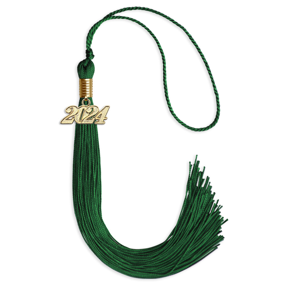 Green Graduation Tassel with Gold Date Drop