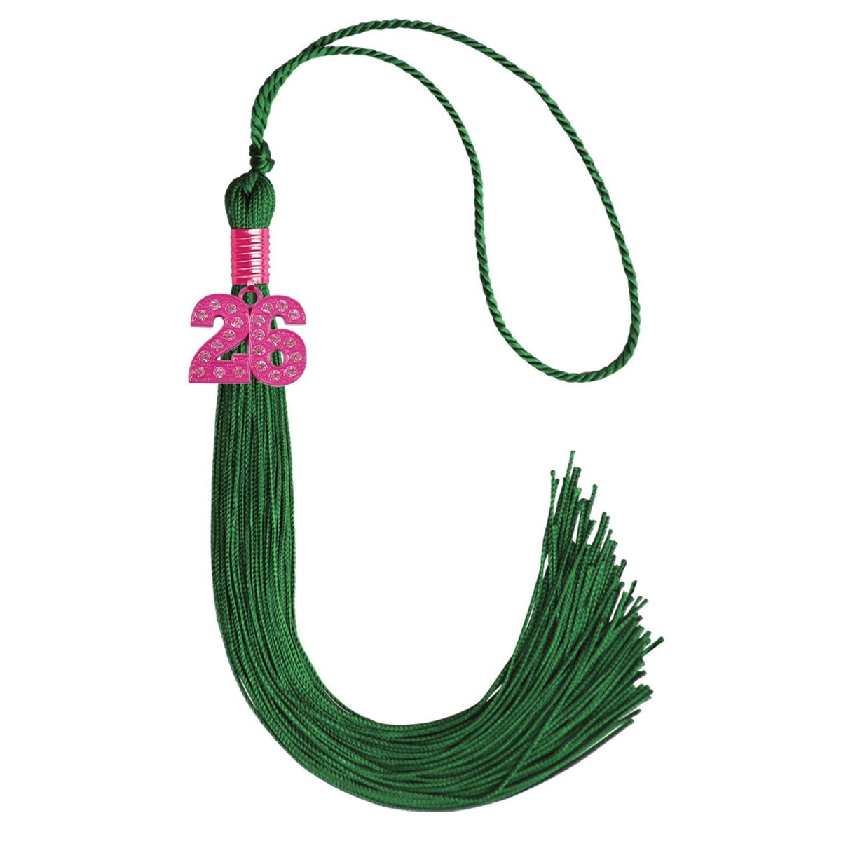 Green Graduation Tassel with Pink Bling Charm by Endea Graduation