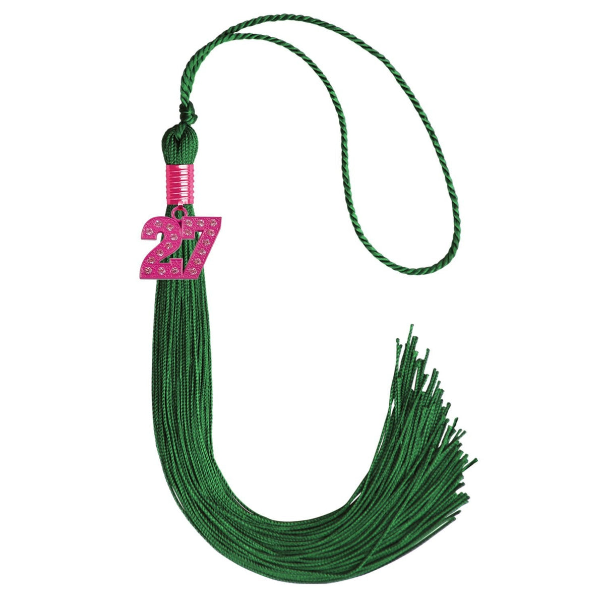 Green Graduation Tassel with Pink Bling Charm by Endea Graduation