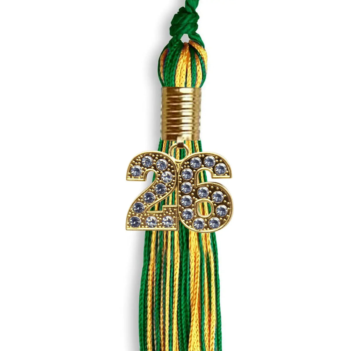 Green/Gold Mixed Color Graduation Tassel with Gold Bling Charm by Endea Graduation