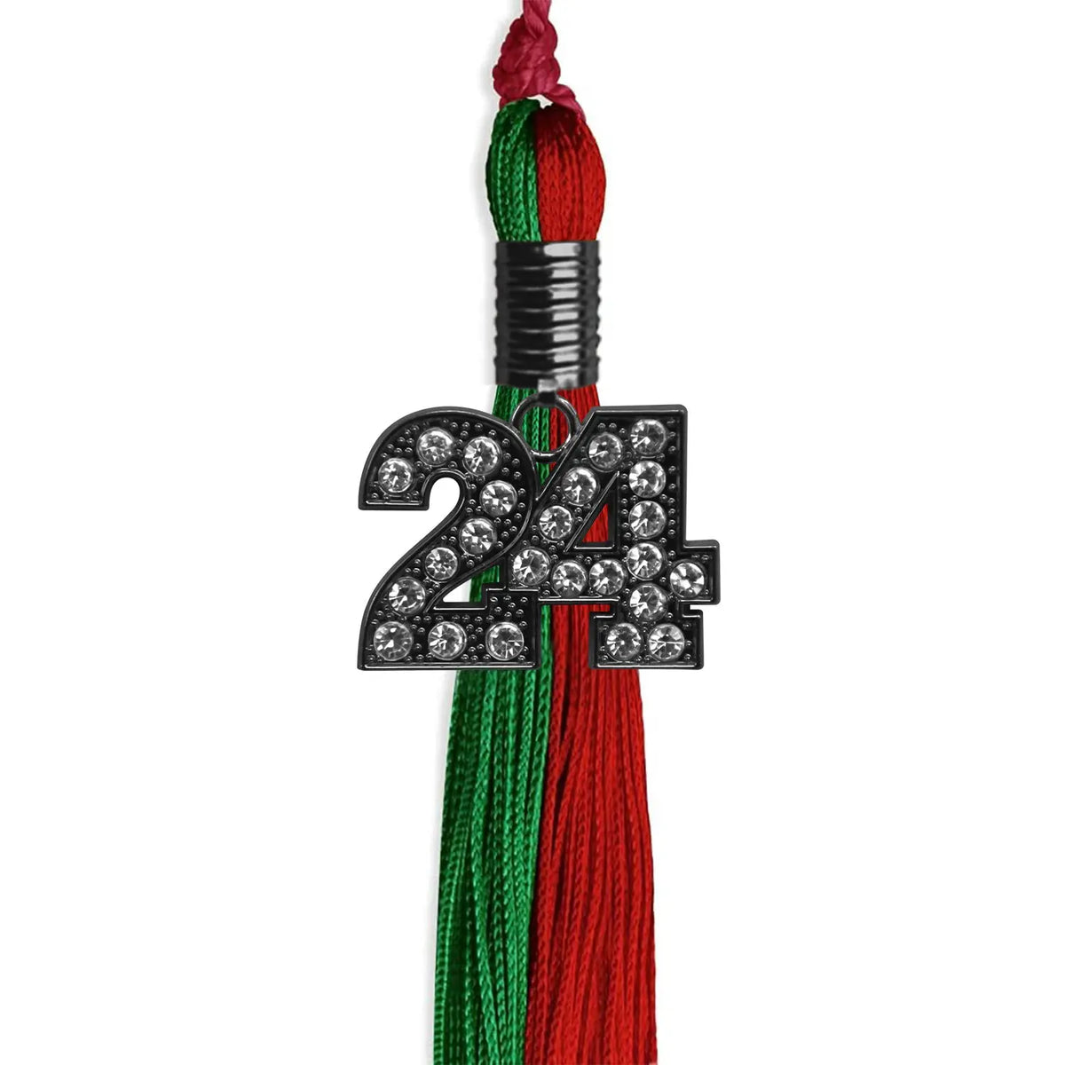 Green/Red Graduation Tassel with Black Bling Charm by Endea Graduation